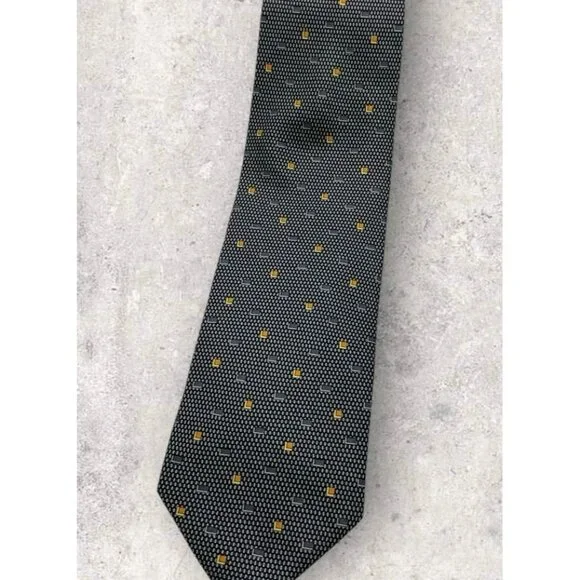 BROOKSFIELD Silk Tie ITALY Gray Gold Geometric W:3.7" EUC - Picture 6 of 6